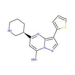 Nc1cc([C@@H]2CCCNC2)nc2c(-c3cccs3)cnn12 ZINC000060327538