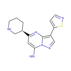 Nc1cc([C@@H]2CCCNC2)nc2c(-c3ccns3)cnn12 ZINC000066099506