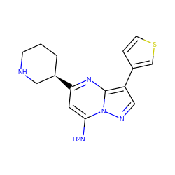 Nc1cc([C@@H]2CCCNC2)nc2c(-c3ccsc3)cnn12 ZINC000060327534