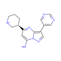 Nc1cc([C@@H]2CCCNC2)nc2c(-c3cncnc3)cnn12 ZINC000066111790