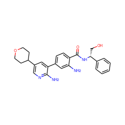 Nc1cc(-c2cc(C3CCOCC3)cnc2N)ccc1C(=O)N[C@H](CO)c1ccccc1 ZINC001772617305