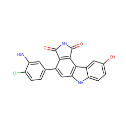 Nc1cc(-c2cc3[nH]c4ccc(O)cc4c3c3c2C(=O)NC3=O)ccc1Cl ZINC000045495683