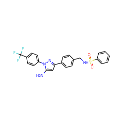 Nc1cc(-c2ccc(CNS(=O)(=O)c3ccccc3)cc2)nn1-c1ccc(C(F)(F)F)cc1 ZINC000026383027