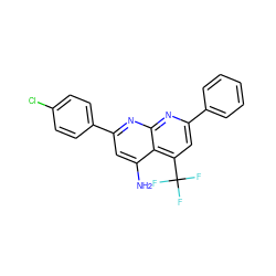 Nc1cc(-c2ccc(Cl)cc2)nc2nc(-c3ccccc3)cc(C(F)(F)F)c12 ZINC000103202065