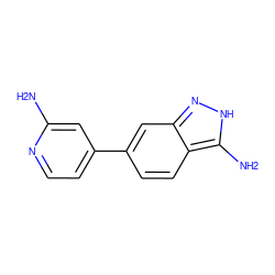 Nc1cc(-c2ccc3c(N)[nH]nc3c2)ccn1 ZINC000066123849