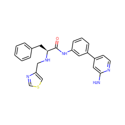 Nc1cc(-c2cccc(NC(=O)[C@H](Cc3ccccc3)NCc3cscn3)c2)ccn1 ZINC000084691032