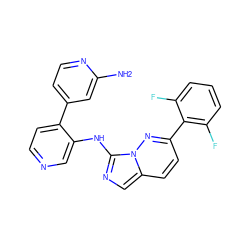 Nc1cc(-c2ccncc2Nc2ncc3ccc(-c4c(F)cccc4F)nn23)ccn1 ZINC000144458655