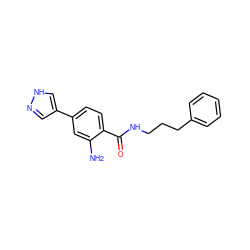 Nc1cc(-c2cn[nH]c2)ccc1C(=O)NCCCc1ccccc1 ZINC001772578138