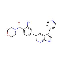 Nc1cc(-c2cnc3[nH]cc(-c4ccncc4)c3c2)ccc1C(=O)N1CCOCC1 ZINC000095572493