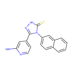 Nc1cc(-c2n[nH]c(=S)n2-c2ccc3ccccc3c2)ccn1 ZINC000101419909