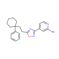 Nc1cc(-c2noc(CCC3(c4ccccc4)CCCCC3)n2)ccn1 ZINC000146623314