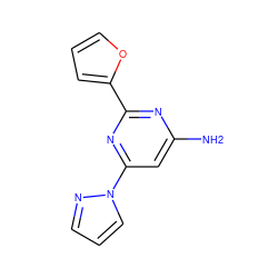 Nc1cc(-n2cccn2)nc(-c2ccco2)n1 ZINC000028966060