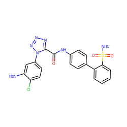 Nc1cc(-n2nnnc2C(=O)Nc2ccc(-c3ccccc3S(N)(=O)=O)cc2)ccc1Cl ZINC000013487240