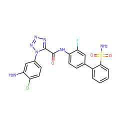 Nc1cc(-n2nnnc2C(=O)Nc2ccc(-c3ccccc3S(N)(=O)=O)cc2F)ccc1Cl ZINC000013487246