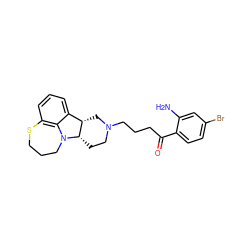 Nc1cc(Br)ccc1C(=O)CCCN1CC[C@H]2[C@@H](C1)c1cccc3c1N2CCCS3 ZINC000013488001