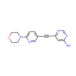 Nc1cc(C#Cc2ccc(N3CCOCC3)nc2)ncn1 ZINC000021288927