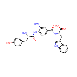 Nc1cc(C(=O)N[C@@H](Cc2c[nH]c3ccccc23)C(=O)O)ccc1NC(=O)[C@@H](N)Cc1ccc(O)cc1 ZINC000299857925