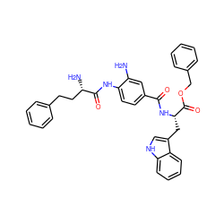 Nc1cc(C(=O)N[C@@H](Cc2c[nH]c3ccccc23)C(=O)OCc2ccccc2)ccc1NC(=O)[C@@H](N)CCc1ccccc1 ZINC000299861422