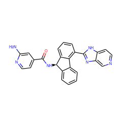 Nc1cc(C(=O)N[C@@H]2c3ccccc3-c3c(-c4nc5cnccc5[nH]4)cccc32)ccn1 ZINC000072318450