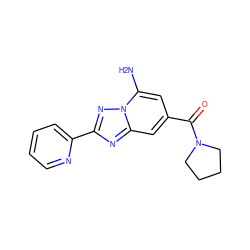 Nc1cc(C(=O)N2CCCC2)cc2nc(-c3ccccn3)nn12 ZINC000026987507