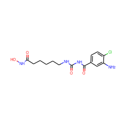 Nc1cc(C(=O)NC(=O)NCCCCCC(=O)NO)ccc1Cl ZINC000049036110