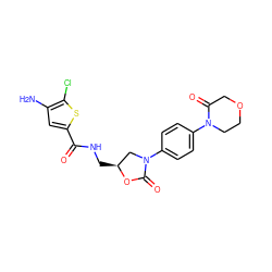 Nc1cc(C(=O)NC[C@H]2CN(c3ccc(N4CCOCC4=O)cc3)C(=O)O2)sc1Cl ZINC000013673239