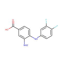 Nc1cc(C(=O)O)ccc1Nc1ccc(F)c(F)c1 ZINC000000266537