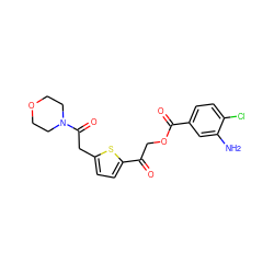 Nc1cc(C(=O)OCC(=O)c2ccc(CC(=O)N3CCOCC3)s2)ccc1Cl ZINC000009671423