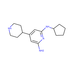 Nc1cc(C2CCNCC2)cc(NC2CCCC2)n1 ZINC000299837501