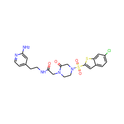 Nc1cc(CCNC(=O)CN2CCN(S(=O)(=O)c3cc4ccc(Cl)cc4s3)CC2=O)ccn1 ZINC000029413021