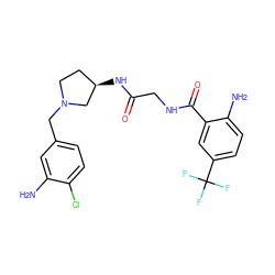 Nc1cc(CN2CC[C@@H](NC(=O)CNC(=O)c3cc(C(F)(F)F)ccc3N)C2)ccc1Cl ZINC000029125689