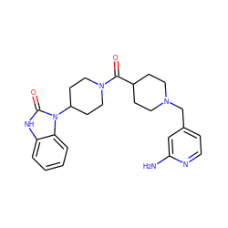 Nc1cc(CN2CCC(C(=O)N3CCC(n4c(=O)[nH]c5ccccc54)CC3)CC2)ccn1 ZINC000096285299