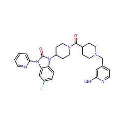 Nc1cc(CN2CCC(C(=O)N3CCC(n4c(=O)n(-c5ccccn5)c5cc(F)ccc54)CC3)CC2)ccn1 ZINC000096285304