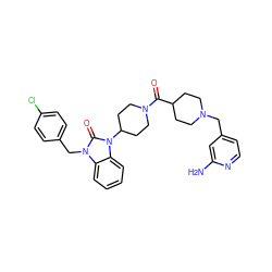 Nc1cc(CN2CCC(C(=O)N3CCC(n4c(=O)n(Cc5ccc(Cl)cc5)c5ccccc54)CC3)CC2)ccn1 ZINC000096285306