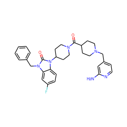 Nc1cc(CN2CCC(C(=O)N3CCC(n4c(=O)n(Cc5ccccc5)c5cc(F)ccc54)CC3)CC2)ccn1 ZINC000096285305
