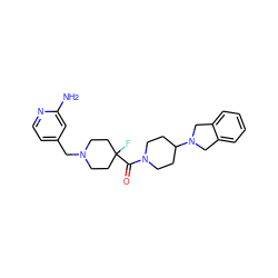 Nc1cc(CN2CCC(F)(C(=O)N3CCC(N4Cc5ccccc5C4)CC3)CC2)ccn1 ZINC000068200741