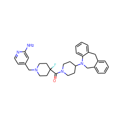 Nc1cc(CN2CCC(F)(C(=O)N3CCC(N4Cc5ccccc5Cc5ccccc54)CC3)CC2)ccn1 ZINC000096285181