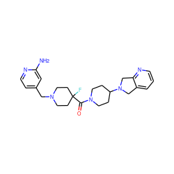 Nc1cc(CN2CCC(F)(C(=O)N3CCC(N4Cc5cccnc5C4)CC3)CC2)ccn1 ZINC000096285184