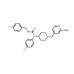 Nc1cc(CN2CCC(N(C(=O)NCc3ccc(F)cc3)c3ccc(Cl)cc3)CC2)ccn1 ZINC000049072019