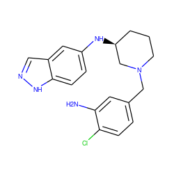 Nc1cc(CN2CCC[C@H](Nc3ccc4[nH]ncc4c3)C2)ccc1Cl ZINC000114337580