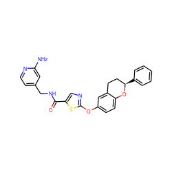 Nc1cc(CNC(=O)c2cnc(Oc3ccc4c(c3)CC[C@@H](c3ccccc3)O4)s2)ccn1 ZINC000169710432