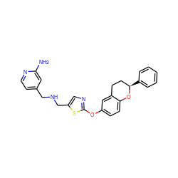 Nc1cc(CNCc2cnc(Oc3ccc4c(c3)CC[C@@H](c3ccccc3)O4)s2)ccn1 ZINC000145536732