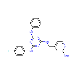 Nc1cc(CNc2nc(Nc3ccccc3)nc(Nc3ccc(F)cc3)n2)ccn1 ZINC001772574774