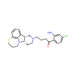 Nc1cc(Cl)ccc1C(=O)CCCN1CC[C@H]2[C@@H](C1)c1cccc3c1N2CCCS3 ZINC000013488000