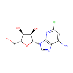 Nc1cc(Cl)nc2c1ncn2[C@@H]1O[C@H](CO)[C@@H](O)[C@H]1O ZINC000032016588