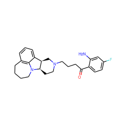 Nc1cc(F)ccc1C(=O)CCCN1CC[C@@H]2[C@H](C1)c1cccc3c1N2CCCC3 ZINC000013488019