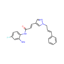 Nc1cc(F)ccc1NC(=O)/C=C/c1cnn(C/C=C/c2ccccc2)c1 ZINC000095616594