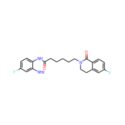 Nc1cc(F)ccc1NC(=O)CCCCCN1CCc2cc(F)ccc2C1=O ZINC000117590308