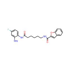 Nc1cc(F)ccc1NC(=O)CCCCCNC(=O)c1cc2ccccc2o1 ZINC000117583362