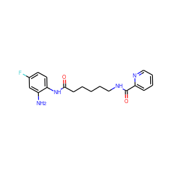 Nc1cc(F)ccc1NC(=O)CCCCCNC(=O)c1ccccn1 ZINC000117589321